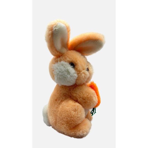 Gund Peach Orange 9" Rabbit Easter Bunny Holding Carrot 1983 Plush Stuffed Toy - Picture 4 of 10